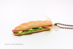 Sandwich baguette necklace / fast food pendant jewelry / mini food charm / junk food / kawaii handmade earrings / fimo polymer clay