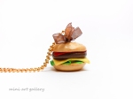 Hamburger necklace miniature food jewelry / cheeseburger fast food necklace / mini food / kawaii polymer clay