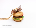 Hamburger necklace miniature food jewelry / cheeseburger fast food necklace / mini food / kawaii polymer clay 