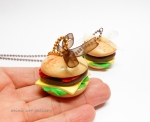 Hamburger necklace miniature food jewelry / cheeseburger fast food necklace / mini food / kawaii polymer clay on hand