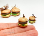 Hamburger necklace miniature food jewelry / cheeseburger fast food necklace / mini food / kawaii polymer clay earrings on hand