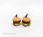 Hamburger necklace miniature food jewelry / cheeseburger fast food earrings / mini food / kawaii polymer clay