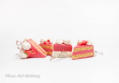 Strawberry cake earrings / piece of cake / mini food charm / miniature fake food earrings / kawaii sweet dessert / handmade polymer clay