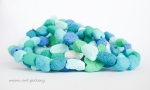 faux polymer clay beach pebbles, lava stone blue green aquamarine necklace