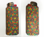 Handmade BIC lighter case / cover, ooak polymer clay / kaleidoscope - mandala pattern / rainbow colors