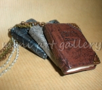 OOAK handmade steampunk books necklaces of polymer clay
