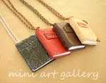 Handmade steampunk books necklaces of polymer clay / copper gold silver