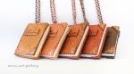 Book necklaces. Old / aged, faux leather steampunk. Handmade of polymer clay gold brown bronze copper