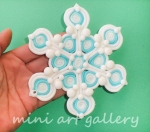 Snowflake Christmas ornaments / handmade polymer clay / white glitter blue
