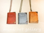 Handmade steampunk books necklaces of polymer clay copper gold silver 1