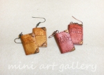 Handmade steampunk books earrings of polymer clay / copper gold silver front