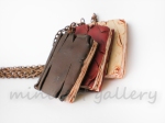 Aged book necklace / torn retro old / Polymer clay necklace/ brown, red, cream / long copper chain