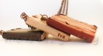 Aged book necklace / torn retro old / Polymer clay necklace/ brown, red, cream / long copper chain