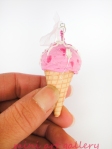 Strawberry ice cream cone necklace / whipped cream / miniature food jewelry / handmade polymer clay / ball chain sweet treats
