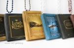 Book necklace  / Harry Potter, a Game of thrones, Lotr, Lord of the Rings / aged torn retro old / Polymer clay necklace / copper chain