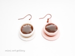 Cup of coffee - coffee beans with sugar cube earrings / miniature polymer clay charm / mix and match / copper brown cups