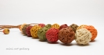 Minimalistic necklace / yarn ball thread / polymer clay ooak handmade beads / autumn fall colors / macrame braiding / adjustable length side