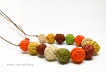 Yarn ball necklace / Minimalistic necklace / polymer clay ooak handmade beads / autumn fall colors / macrame braiding / adjustable length
