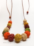 Yarn ball necklace / Minimalistic necklace / polymer clay ooak handmade beads / autumn fall colors / macrame braiding / adjustable length front 