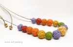 Minimalistic Rainbow necklace / yarn ball thread / polymer clay handmade beads / macrame braiding / adjustable length