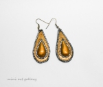 Victorian Statement earrings / teardrop shape / Steampunk OOAK handcrafted Polymer clay / metallic bronze gold silver copper