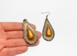 Victorian Statement earrings / teardrop shape / Steampunk OOAK handcrafted Polymer clay / metallic bronze gold silver copper
