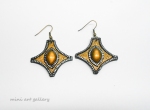 Victorian Statement earrings / shield shape / Steampunk OOAK handcrafted Polymer clay / metallic bronze gold silver copper