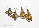 Victorian Statement earrings / teardrop or shield shape / Steampunk OOAK handcrafted Polymer clay / metallic bronze gold silver copper