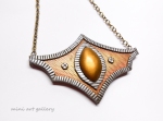 Statement necklace handmade polymer clay steampunk mica shield