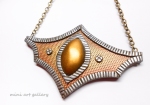 Statement necklace handmade polymer clay steampunk mica shield 