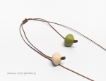 Asymetrical Minimal saddle beads necklace / olive green, lavender, terracotta, cream, sand / polymer clay handmade beads / adjustable length contemporary necklace