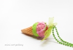 Peanut strawberry ice-cream necklace / double ice cream scoop cone / watermelon / mini food jewelry / handmade polymer clay miniature