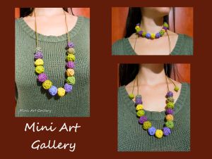polymer-clay-yarn-ball-necklace-green-brown-purple