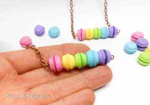 Macaron necklace pendant / fuchsia green blue purple / polymer clay handmade miniature food, mini sweets kawaii foodie, french macaroon/  paris, chain / earrings studs / necklace