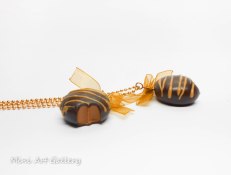 Fondant Chocolate necklace / dark chocolate caramel bitten filled / mini food necklace kawaii charm / chocoholic fake food jewelry