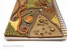 polymer clay notebook cover / journal cover / boho gypsy / organic earthtones