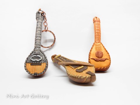Mpouzouki - Bouzouki - Cretan lyra - Lute - Greek musical instruments / polymer clay miniature