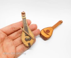 Cretan lyra - Lute - Greek musical instruments / polymer clay miniature