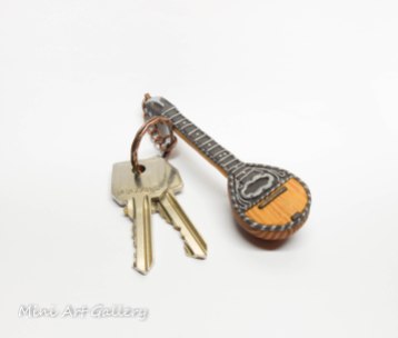 Mpouzouki - Bouzouki - keychain - Greek musical instruments / polymer clay miniature