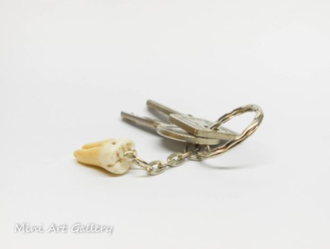 Human Tooth earring, replica / Necklace, keychain, charm 3 root canals / realistic decayed fake molar scary macabre oddity / polymer clay keychain keyring / curiosity dental dentist gift